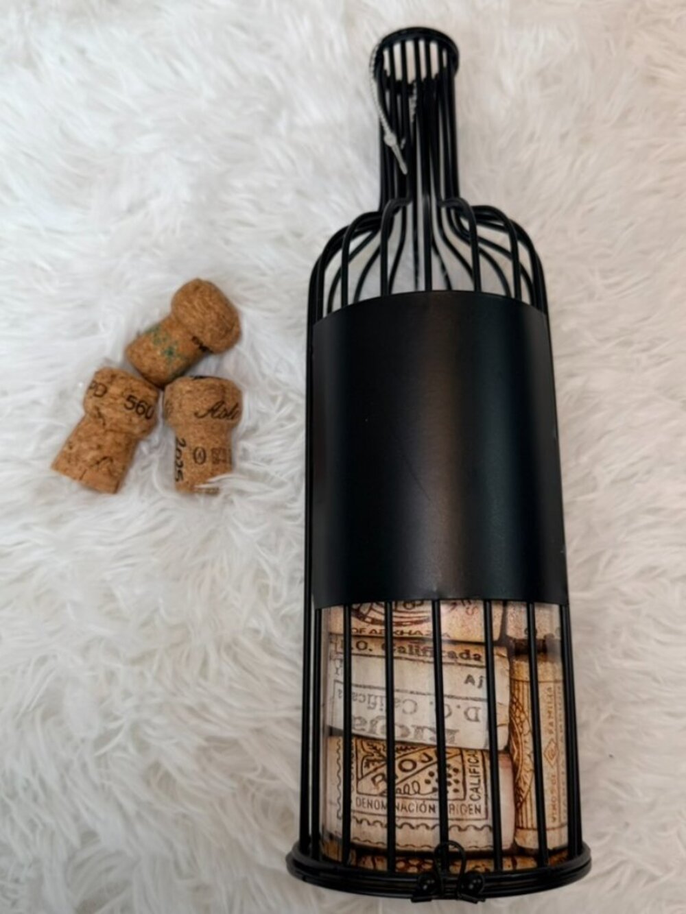 Wine Cork Holder Bottle Black Metal Bar Cart Decor Wine Lover Gift